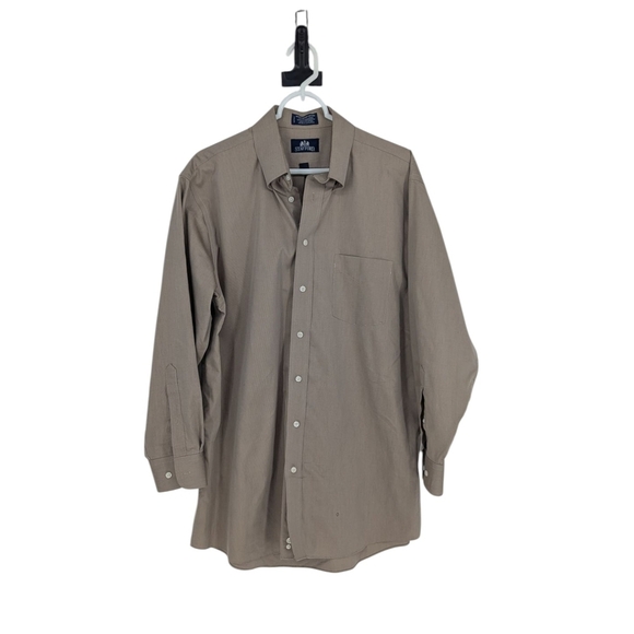 Men's Stafford Button Down Dress Shirt Light Brown Size 16.5 preppy classic - Picture 1 of 8